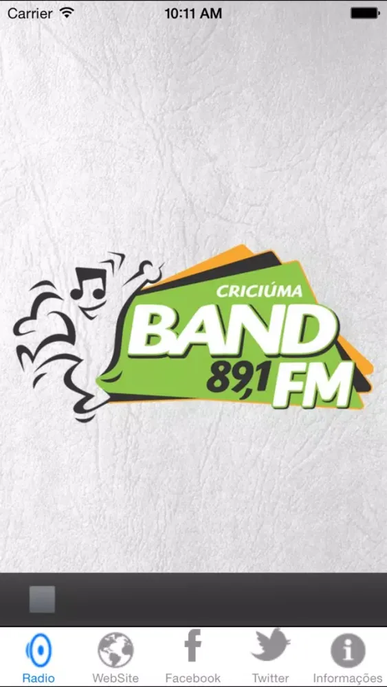 Capturas de tela do Band FM Criciúma 89,1 MHz