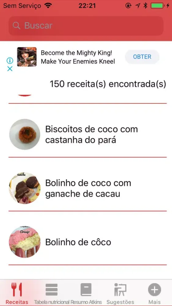 Tangkapan skrin Receitas Low Carb Atkins lite
