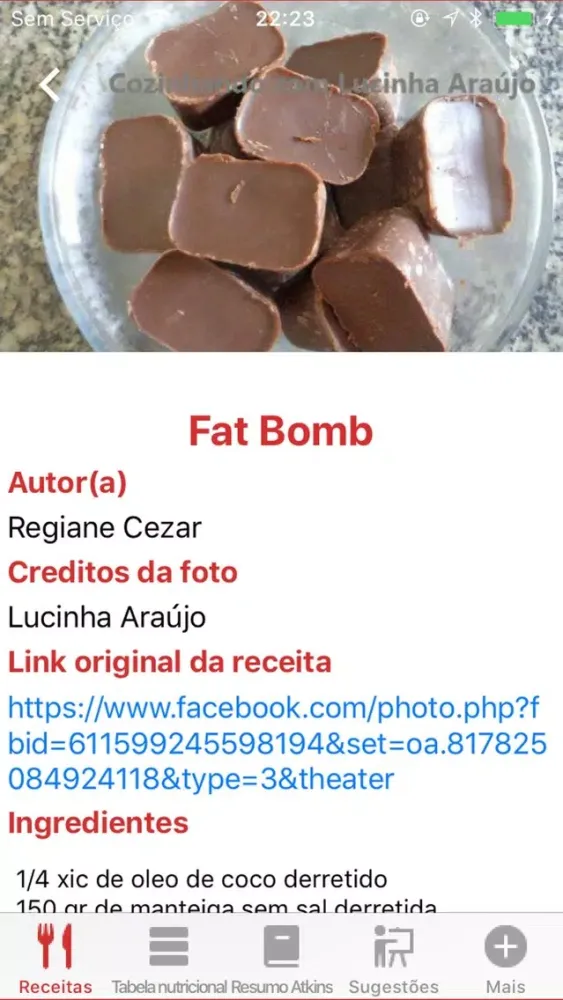 Tangkapan skrin Receitas Low Carb Atkins lite