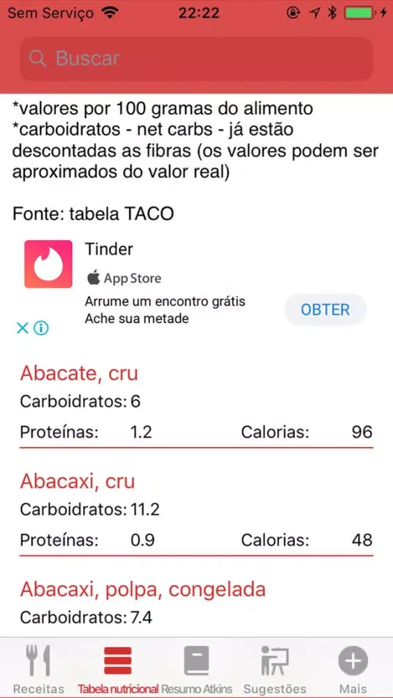 Tangkapan skrin Receitas Low Carb Atkins lite