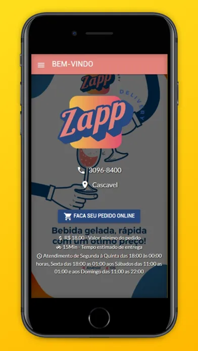 Capturas de tela do Zapp Delivery