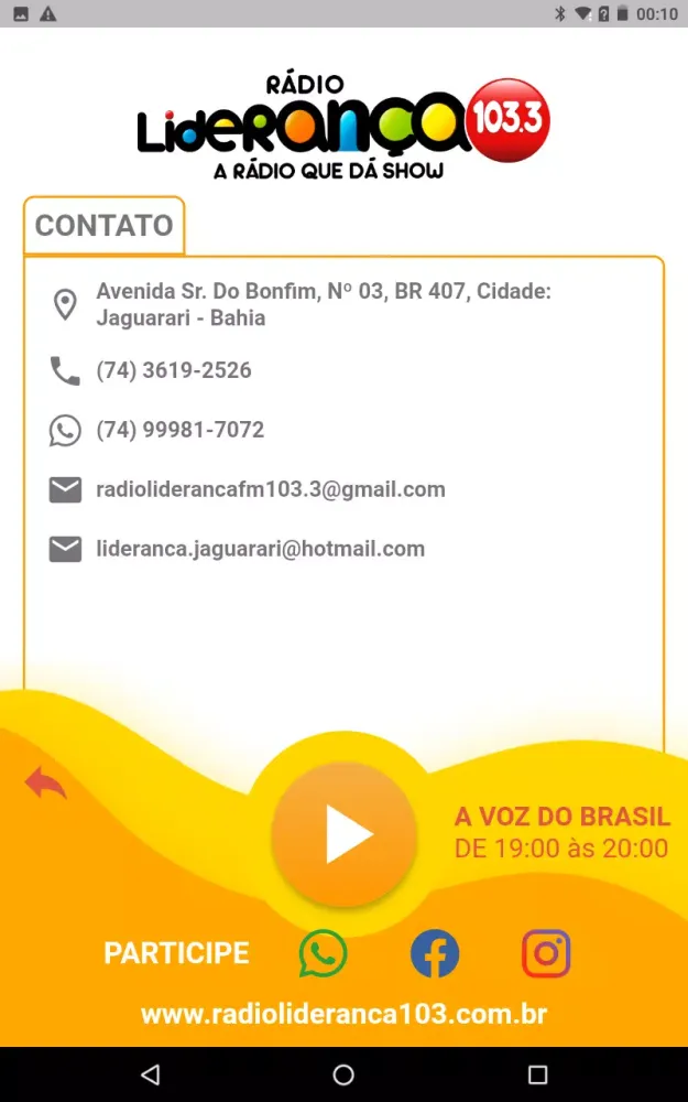 Capturas de tela do Liderança FM 103.3 Jaguarari