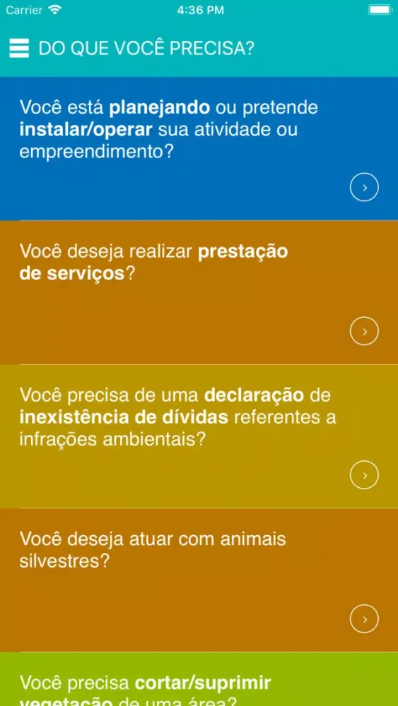 Capturas de tela do INEA Licenciamento