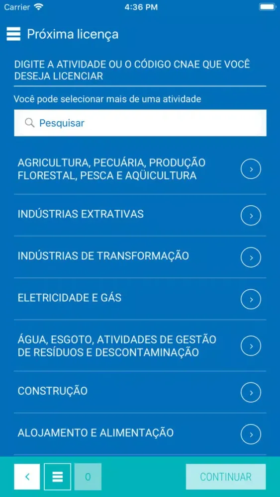 Capturas de tela do INEA Licenciamento