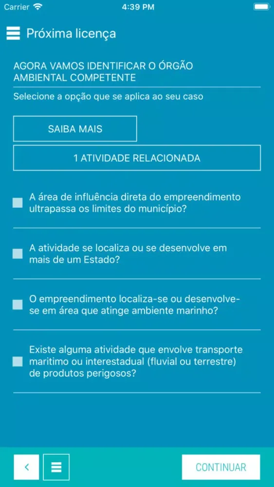 Capturas de tela do INEA Licenciamento