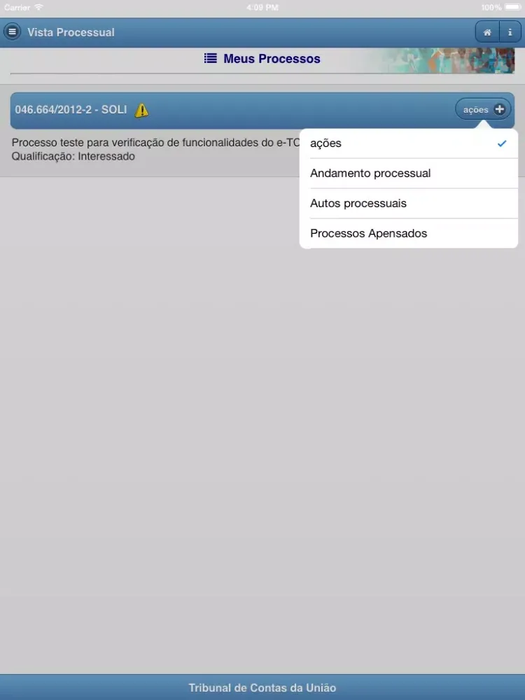 Vista Processual iPad  Ekran Görüntüleri