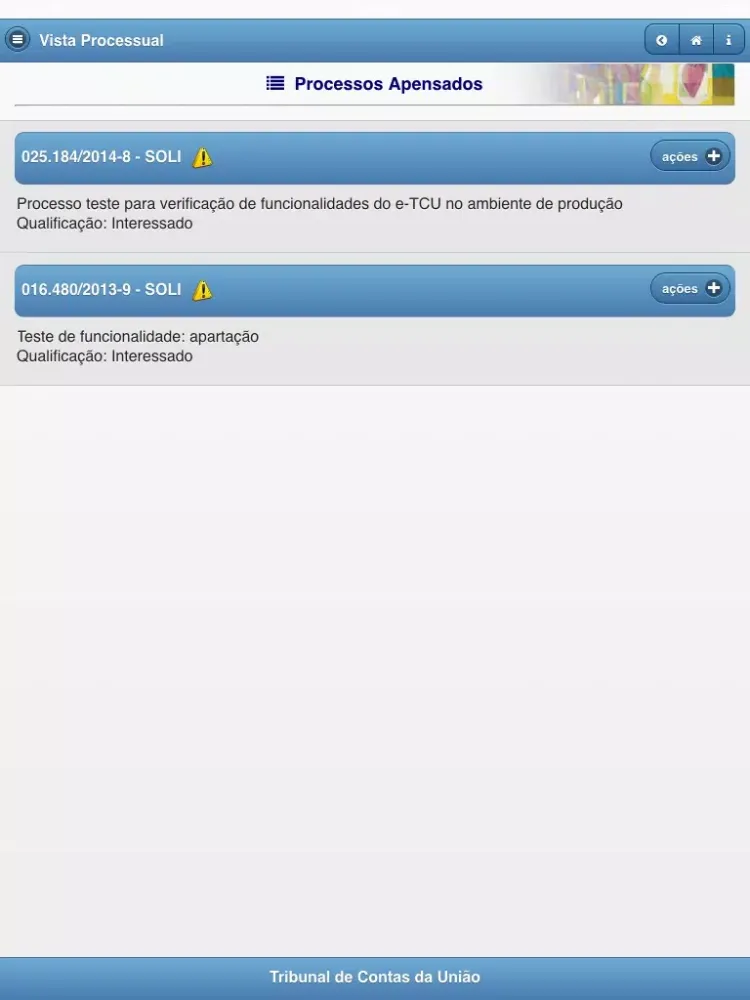Vista Processual iPad  Ekran Görüntüleri