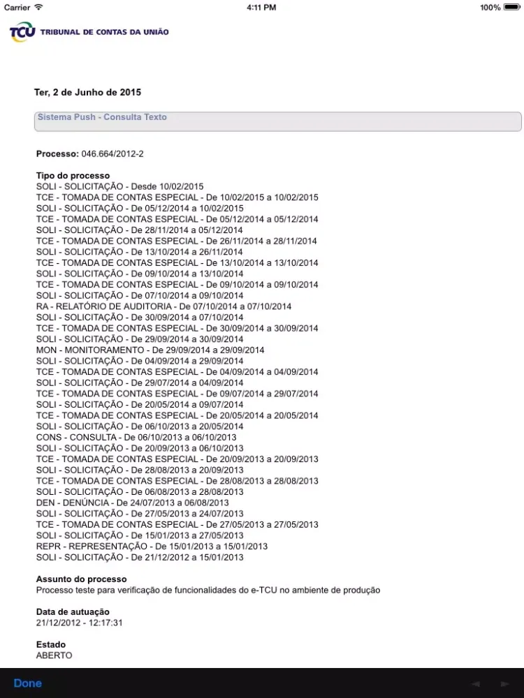 Vista Processual iPad  Ekran Görüntüleri