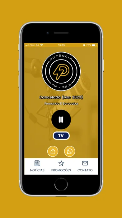 Capturas de tela do Potência FM 92.5