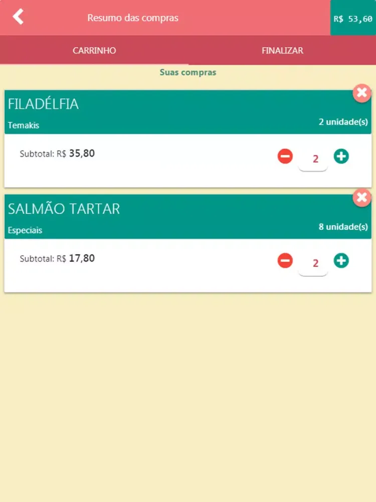 Mizy Sushi Bar iPad Screenshots