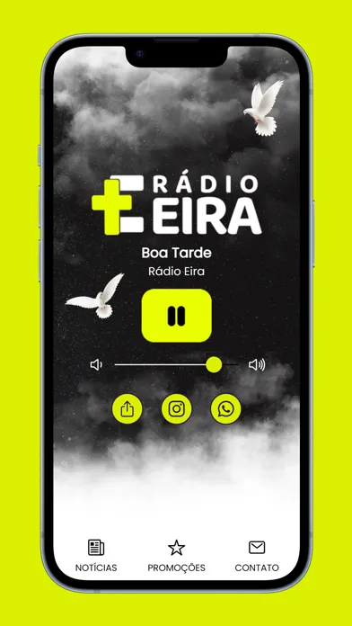 Capturas de tela do Rádio Eira