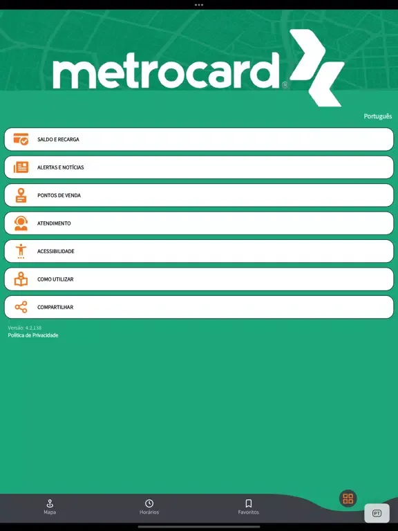 Screenshot di Cartão Metrocard iPad 