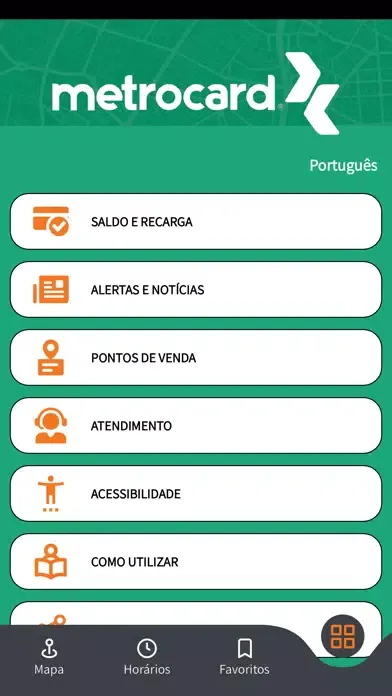 Screenshot di Cartão Metrocard