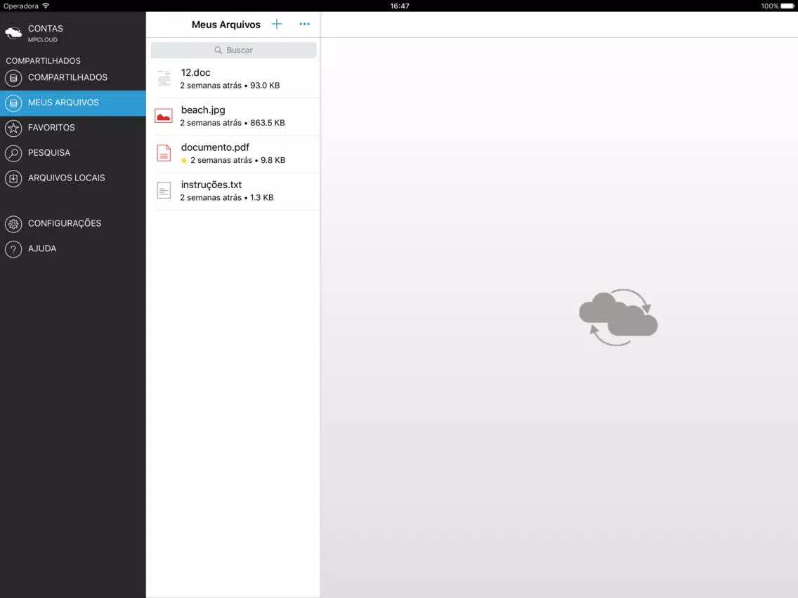 Ảnh chụp màn hình của MPCloud iPad 