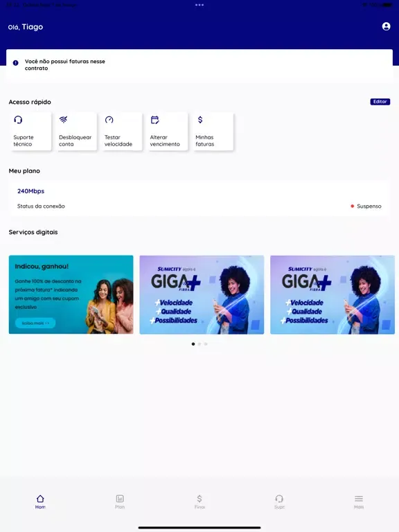 Captures d'écran de Giga mais Fibra iPad 