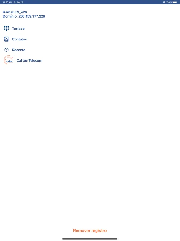 Capturas de tela do Calltec Softphone iPad 