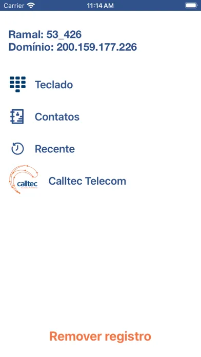 Capturas de tela do Calltec Softphone