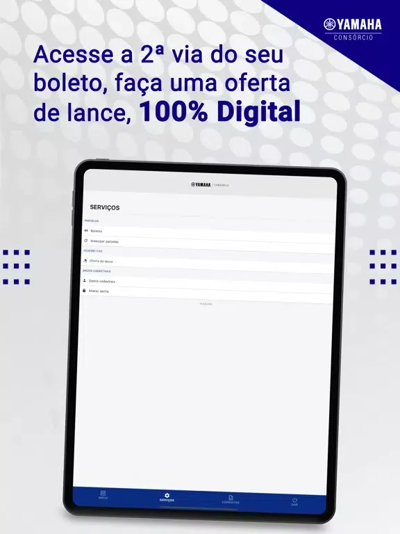 Tangkapan layar Consórcio Online - Yamaha iPad 