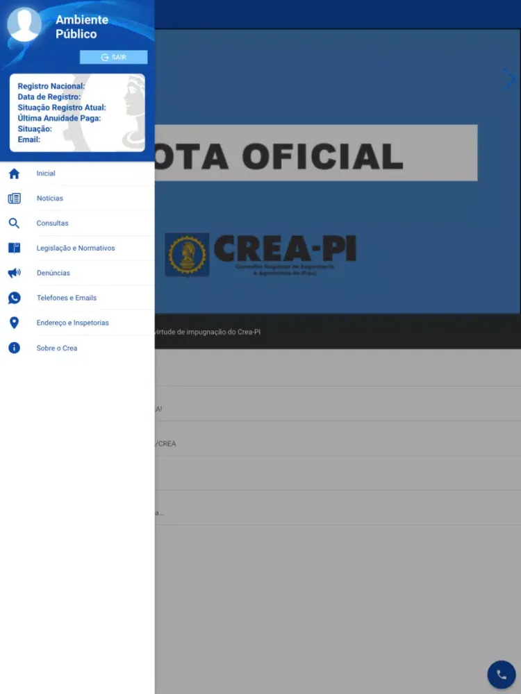 Tangkapan skrin CREA-PIAUI iPad 