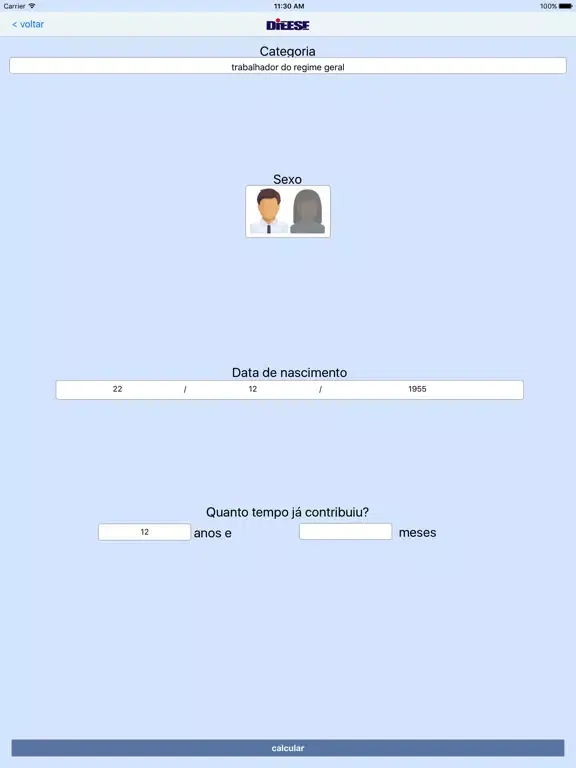 Tangkapan layar Calculadora de Aposentadoria iPad 