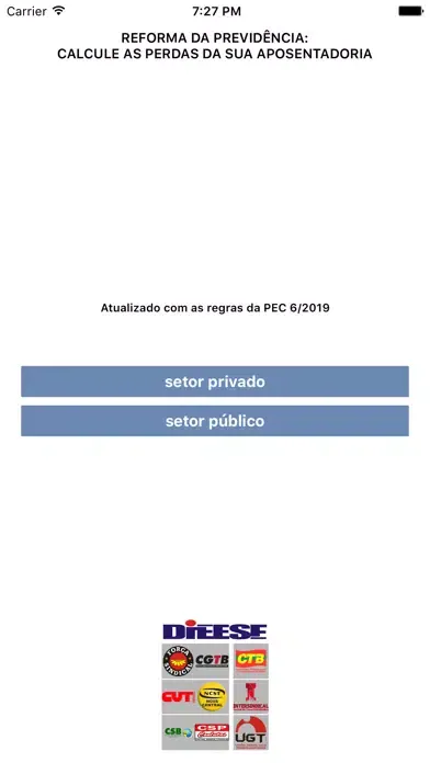 Tangkapan layar Calculadora de Aposentadoria