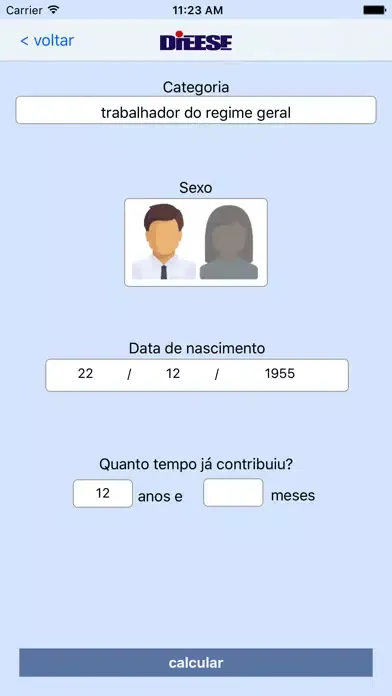 Tangkapan layar Calculadora de Aposentadoria