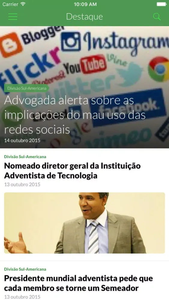 Capturas de tela do Noticias Adventistas