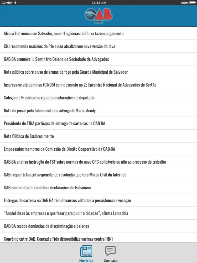 Notícias da OAB Bahia iPad 應用截圖
