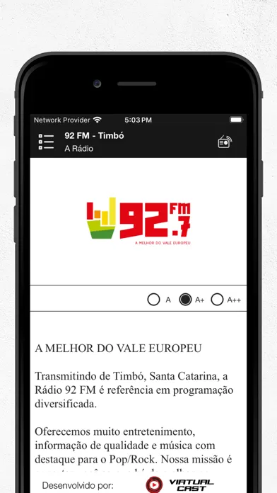 92 FM - Timbó سکرین شاٹس