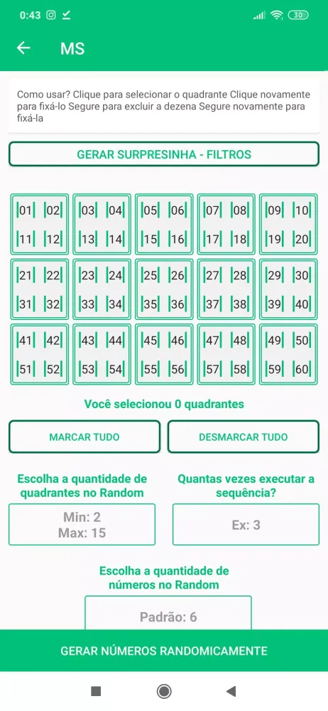 Loterias Random Sorte Screenshots