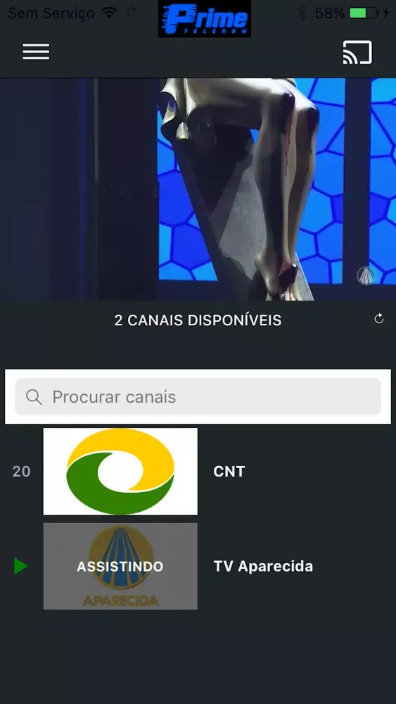 Capturas de tela do Prime Telecom TV
