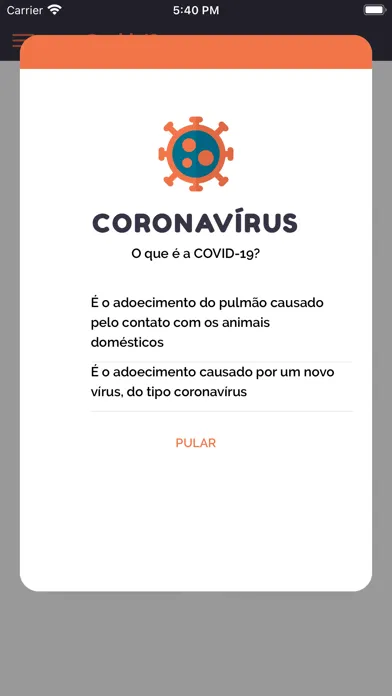 Zrzuty ekranu COVID 19, Você Sabia?