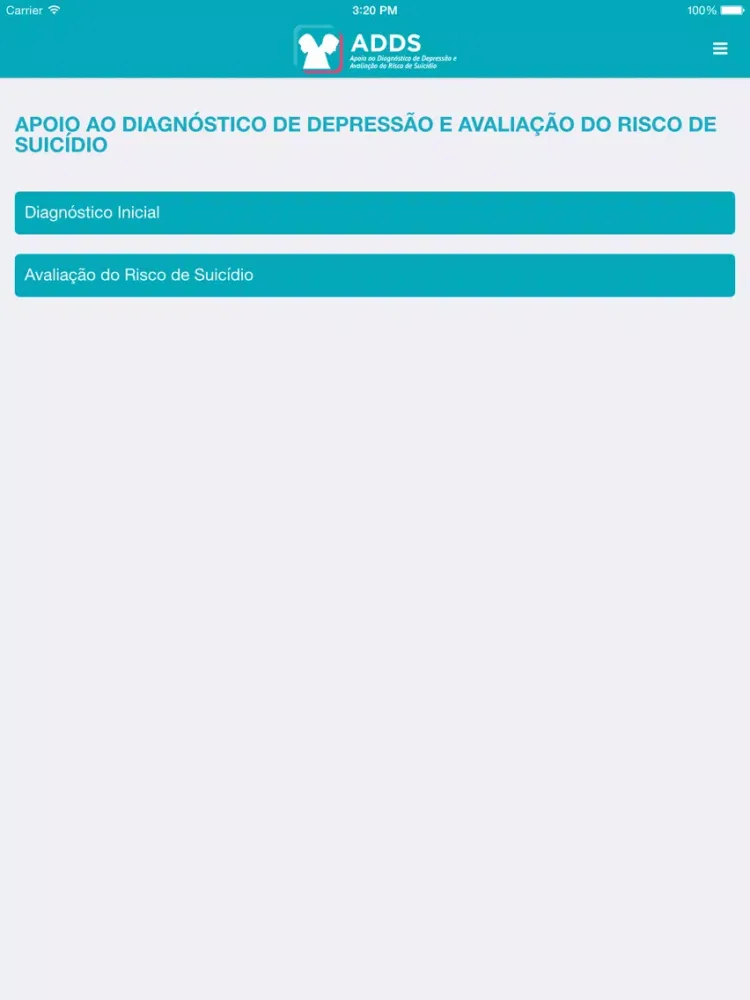 ADDS - Apoio ao Diagnóstico de Depressão e Avaliação do Risco de Suicídio - TelessaúdeRS iPad  Ekran Görüntüleri