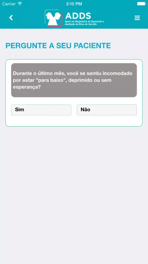 ADDS - Apoio ao Diagnóstico de Depressão e Avaliação do Risco de Suicídio - TelessaúdeRS Ekran Görüntüleri