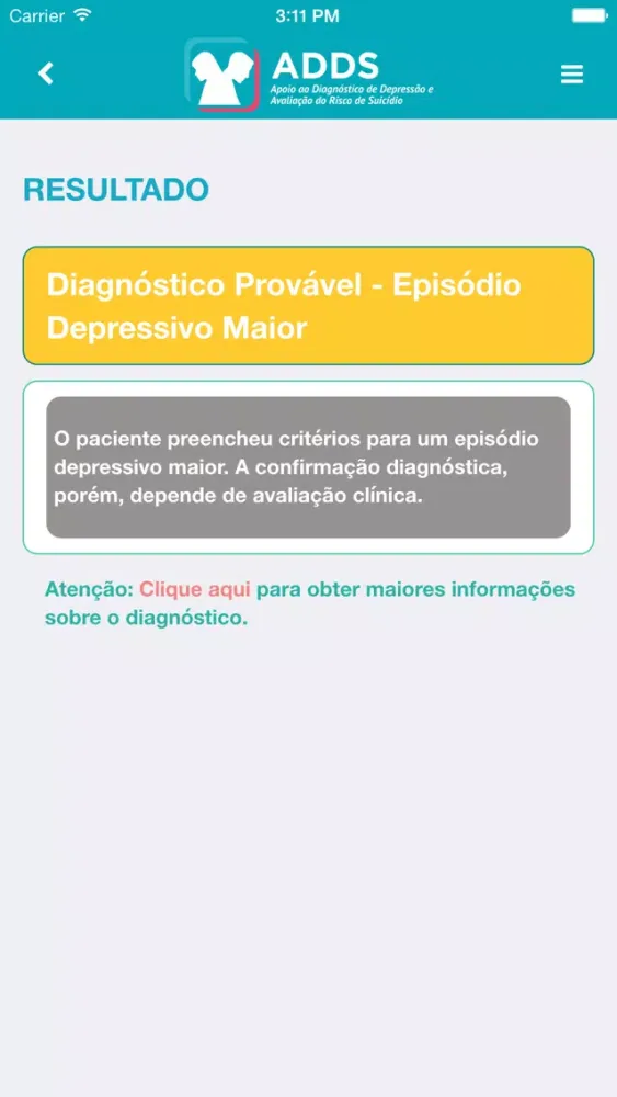 ADDS - Apoio ao Diagnóstico de Depressão e Avaliação do Risco de Suicídio - TelessaúdeRS Ekran Görüntüleri
