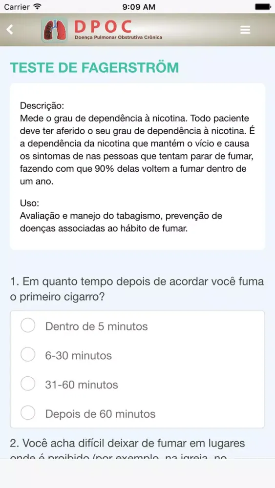 Capturas de tela do DPOC - Doença Pulmonar Obstrutiva Crônica - TelessaúdeRS