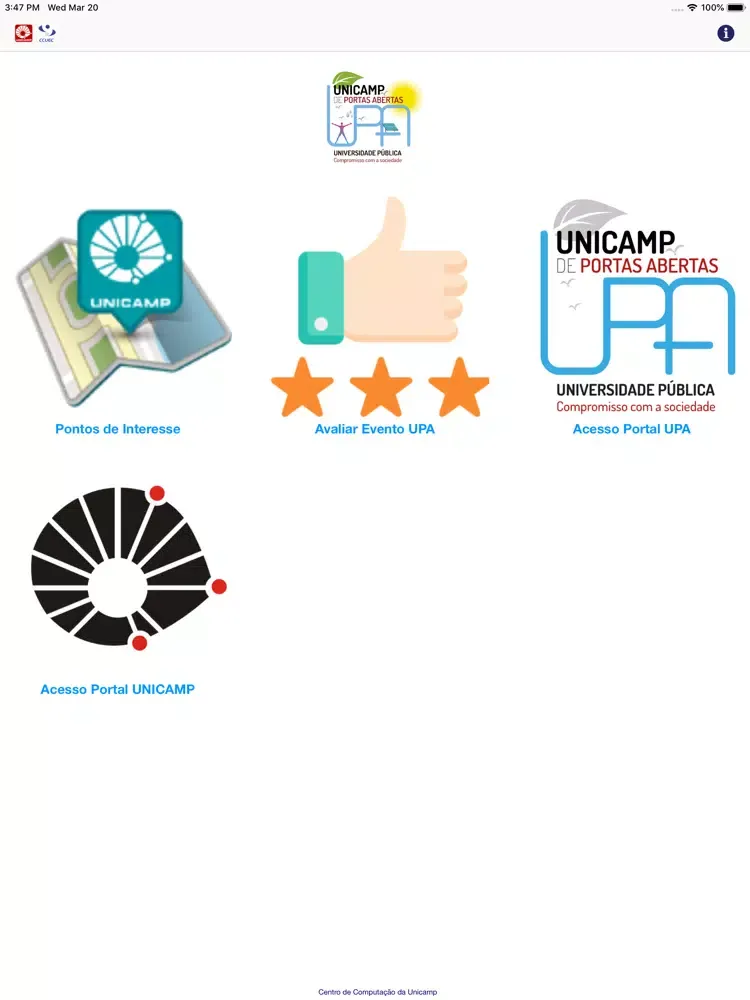 ภาพหน้าจอของ Unicamp de Portas Abertas iPad 