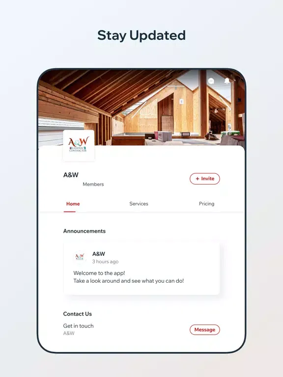Tangkapan layar A&W General Contractor LLC iPad 