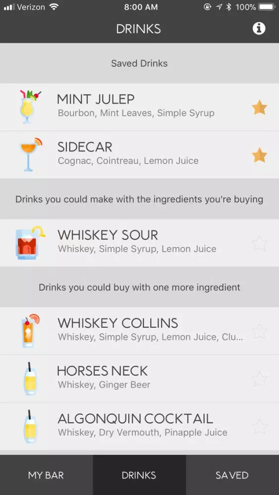 ภาพหน้าจอของ Barback Cocktails