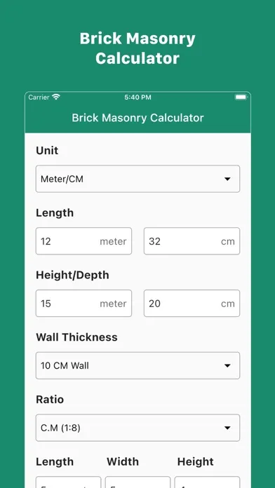 Tangkapan layar Brick Masonry Calculator