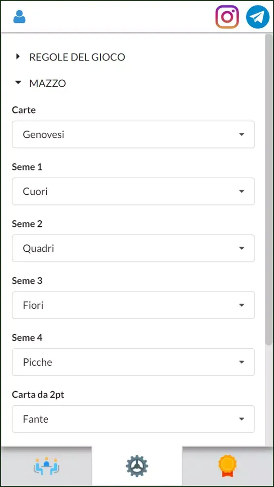 Tangkapan layar Briscola Chiamata (Koware)