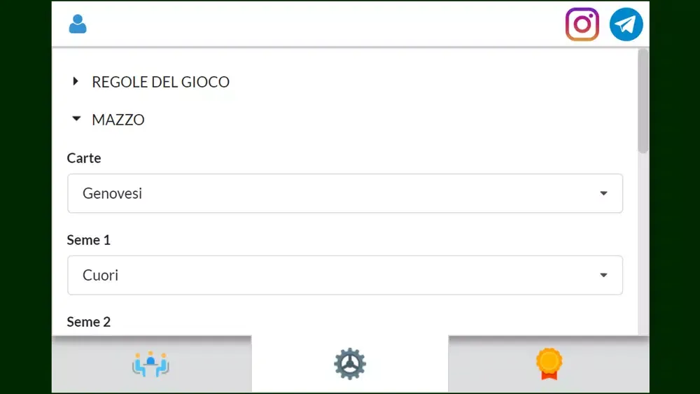 Tangkapan layar Briscola Chiamata (Koware)