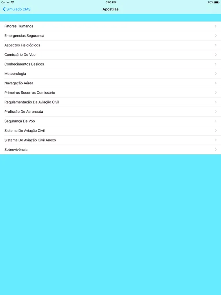 Capturas de pantalla de Simulado CMS Comissários ANAC iPad 