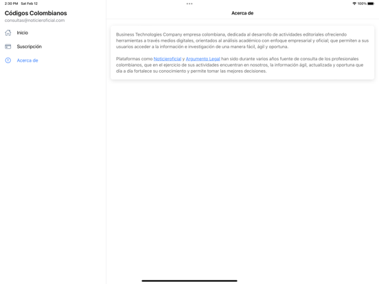 Tangkapan layar Códigos Colombianos iPad 
