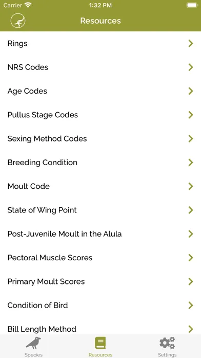 ภาพหน้าจอของ BTO Ringing & NRS Info