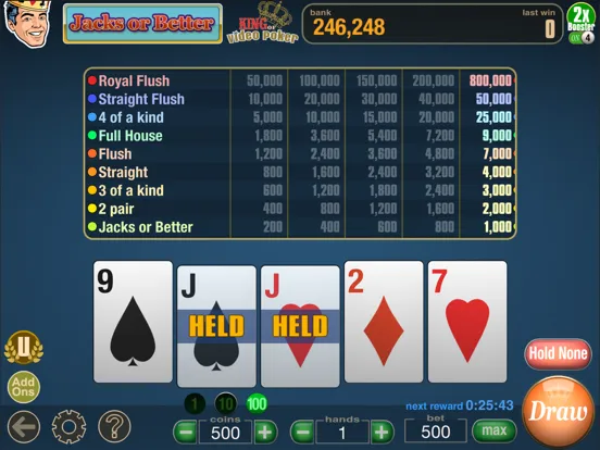 King Of Video Poker Multi Hand iPad  Screenshots