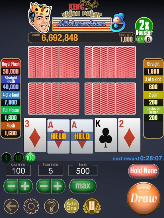 King Of Video Poker Multi Hand iPad  Screenshots