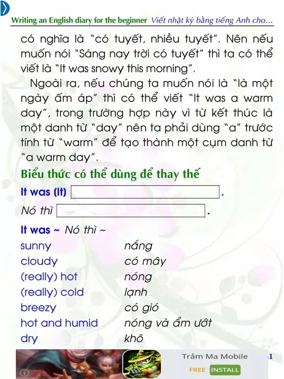 Screenshot di Viết nhật ký bằng tiếng Anh iPad 