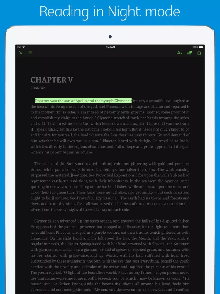 Bulfinch's mythology - sync transcript iPad  Screenshots