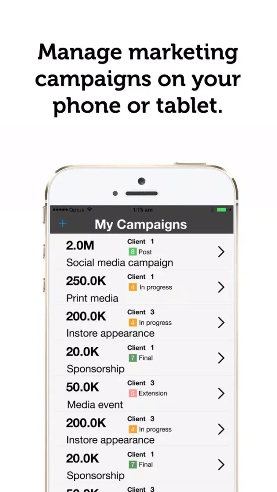 Capturas de tela do BusiBI Campaign Manager 2016
